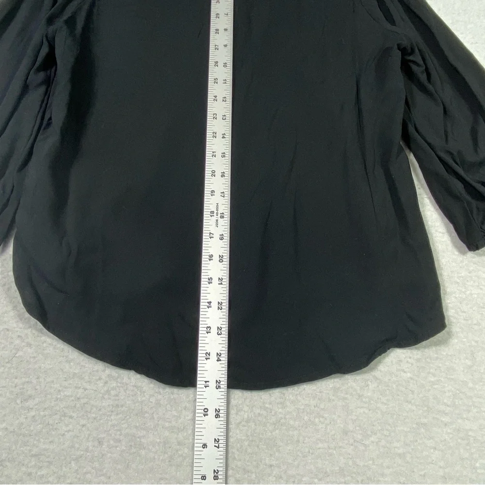 Angels Forever Young Boho Floral Blouse Women M Black Embroidered 3/4 Sleeve NWT - Picture 14 of 15